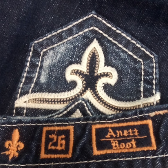 Rock Revival Women's 26 Bootcut Faux Leather Flap Pockets Distressed Anett NWOT - Picture 11 of 12